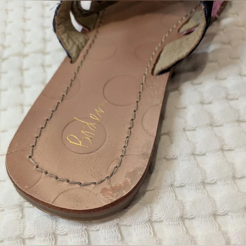 Boden Leonora Raffia Slides Woven Multicolor Black Fuchsia Yellow Pink Size 36
